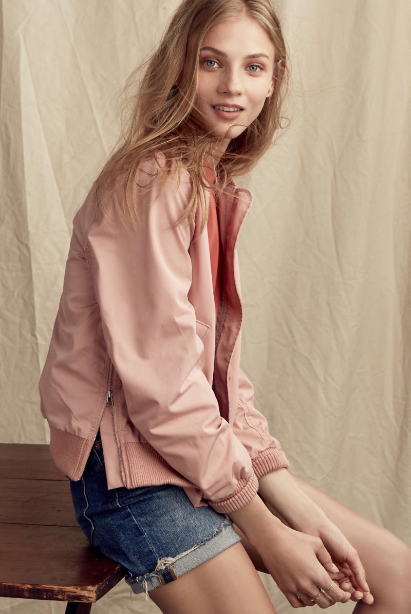 Madewell Side-Zip Bomber Jacket in Old Rose