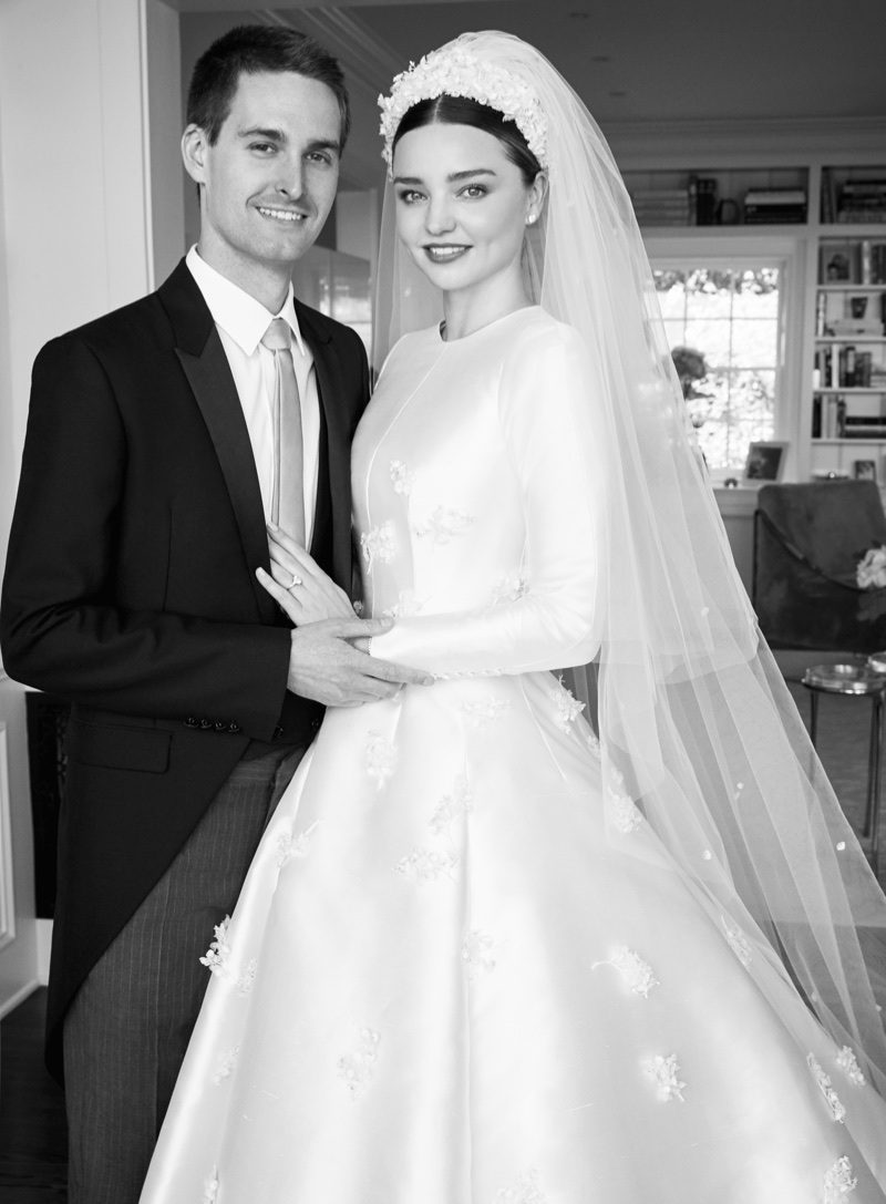 Newlyweds Miranda Kerr and Evan Spiegel pose for Vogue magazine. Photo: Vogue/Patrick Demarchelier