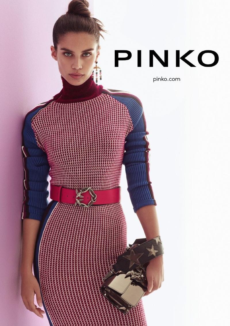 Model Sara Sampaio is the face of Pinko's fall-winter 2017 campaign