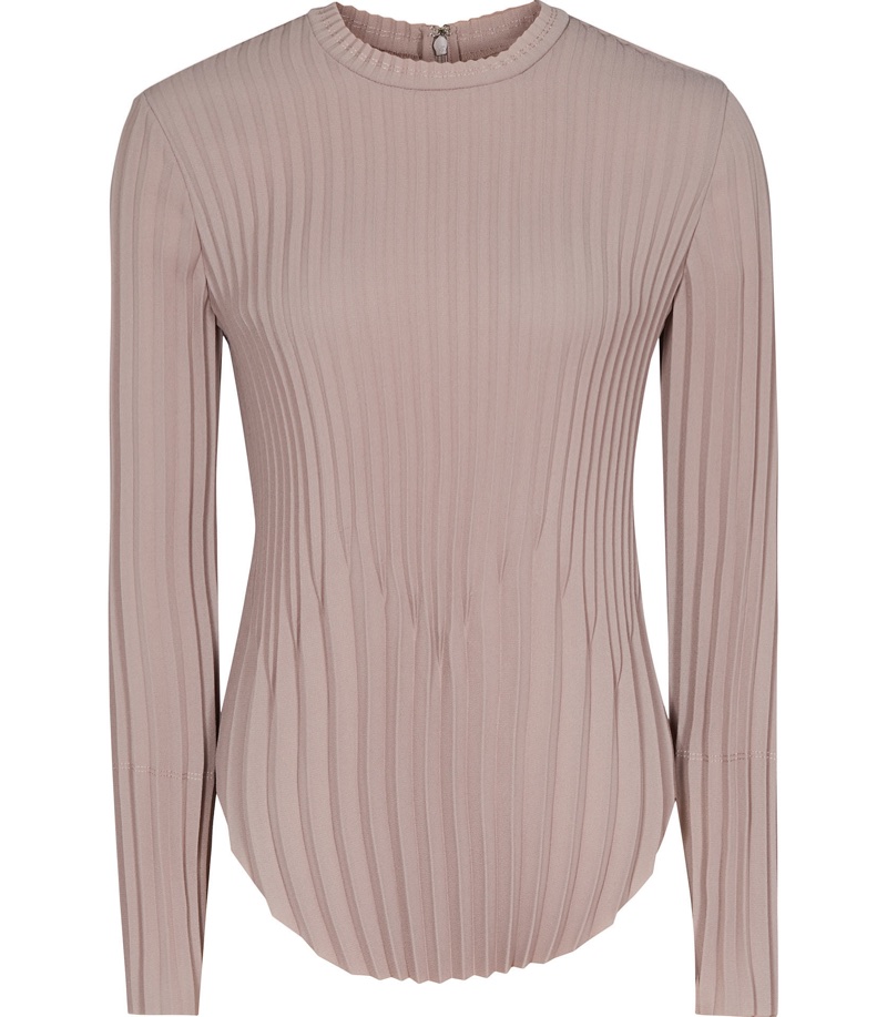 REISS Lina Pleated Long Sleeved Top in Dusty Rose $255