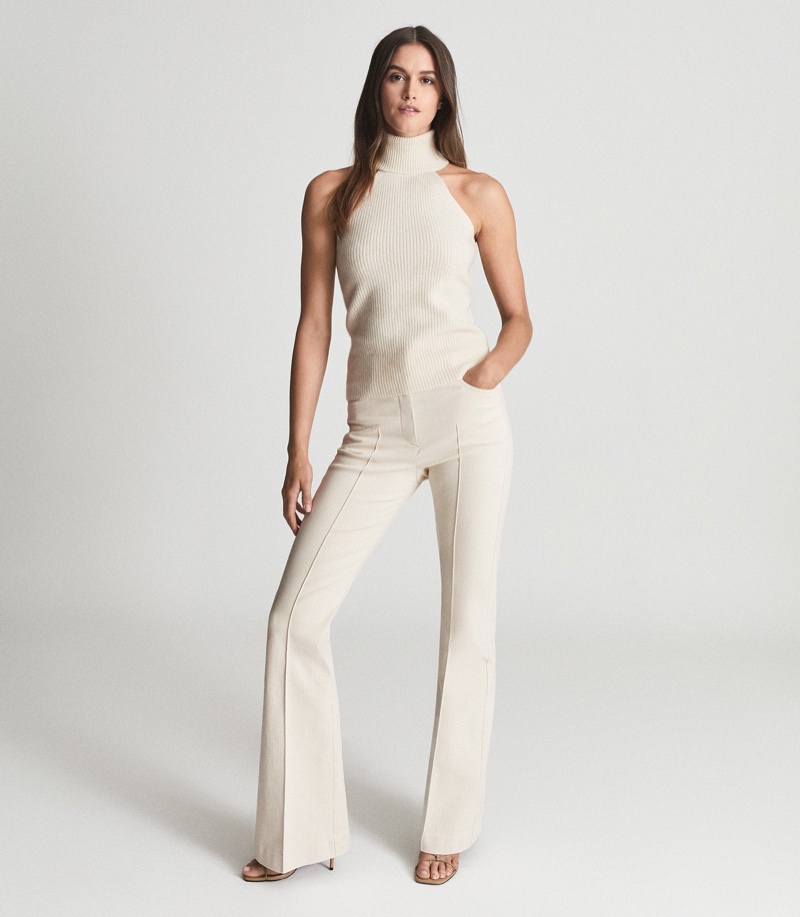 Reiss Clem Sleeveless Roll Neck in Cream $245