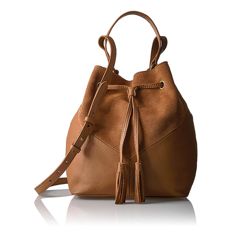 The Fix Mckenzie Suede and Leather Bucket Crossbody Bag $119.00