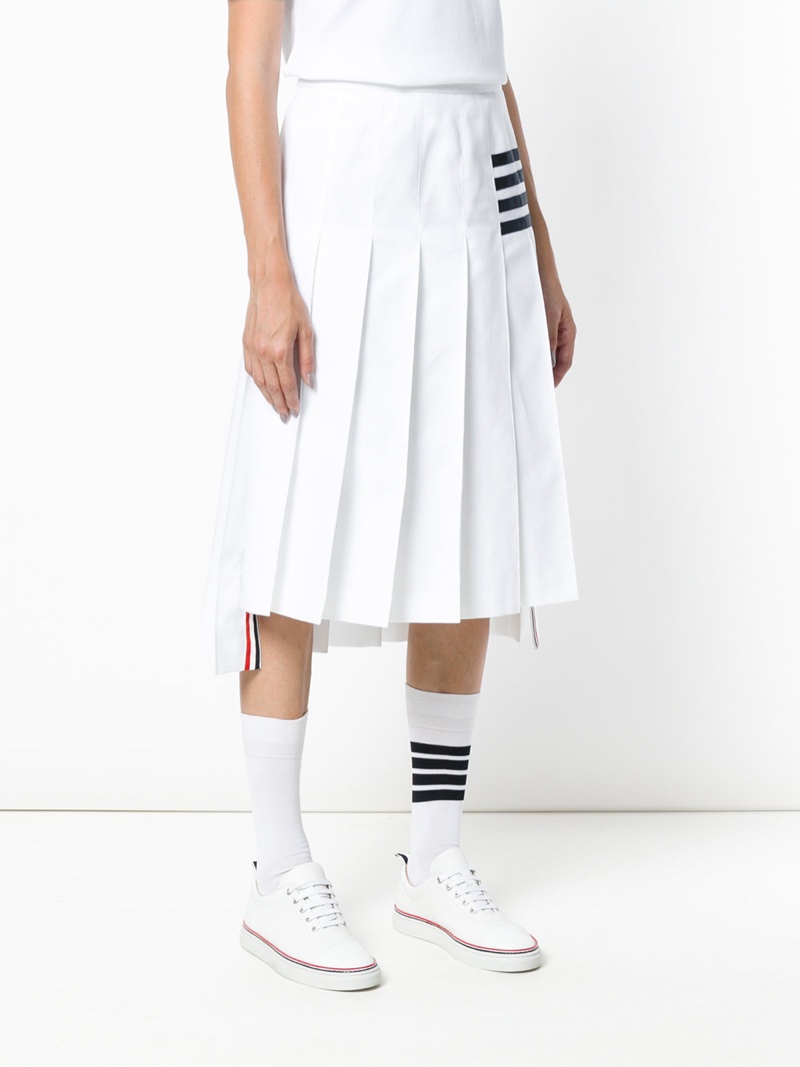 Thom Browne Tennis Collection Bar Stripe Pleated Skirt $900