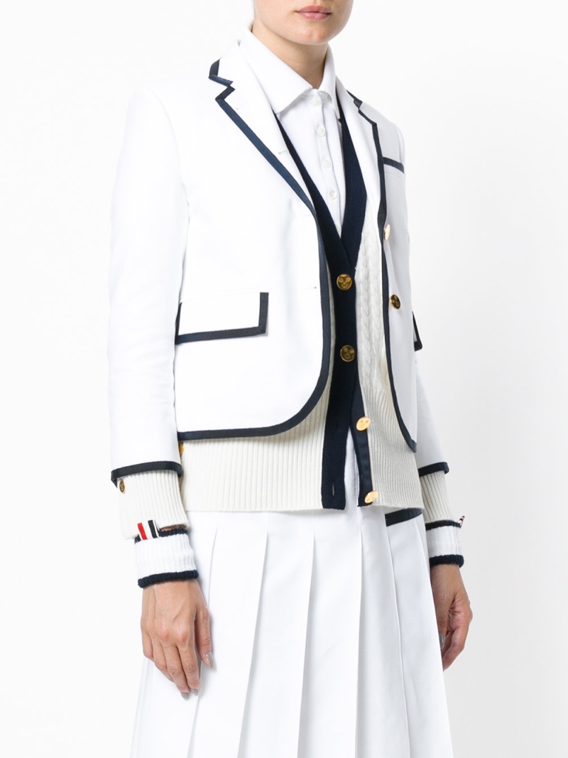 Thom Browne Tennis Collection Pique Striped Sport Coat $1,750