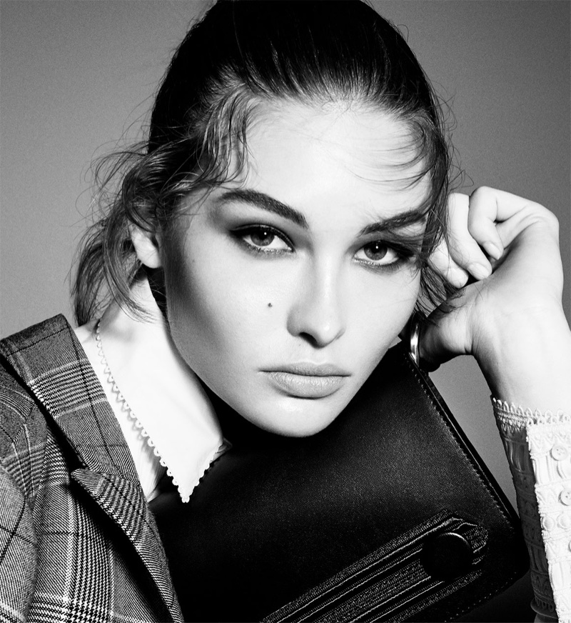 Model Grace Elizabeth poses in closeup shot for Zara’s fall-winter 2017 campaign