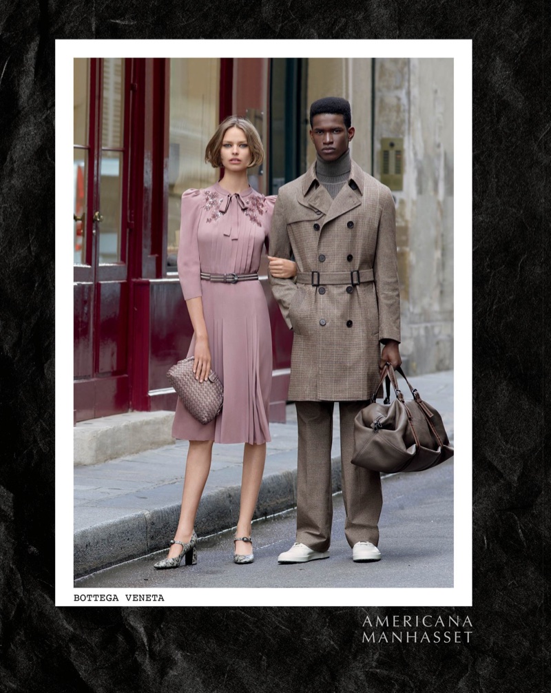 Birgit Kos and Salomon Diaz wear Bottega Veneta in Americana Manhasset's fall-winter 2017 campaign