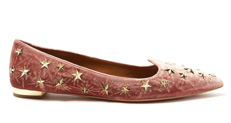 Aquazzura Cosmic Star-Embellished Velvet Flats $795