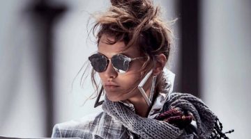 Chloe Lecareux Layers Up in Grey Fashions for ELLE Italy