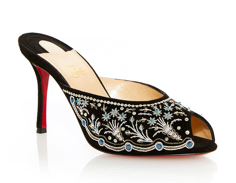 Christian Louboutin Embroidered Mule in Silver $2,770