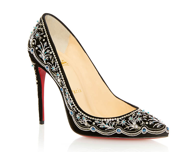 Christian Louboutin Embroidered Pigalle Pump in Silver $3,335