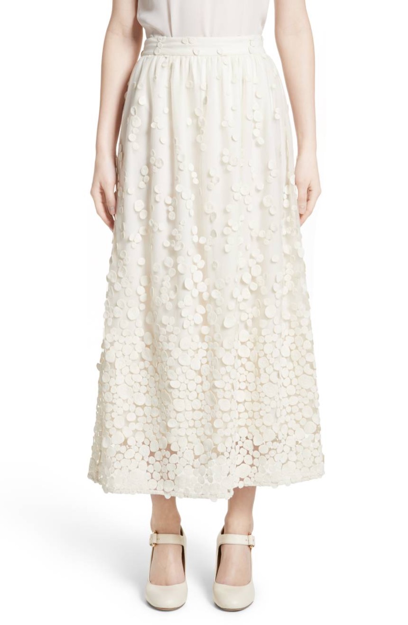 Co Pebbles Embroidered Mesh Midi Skirt $1,750