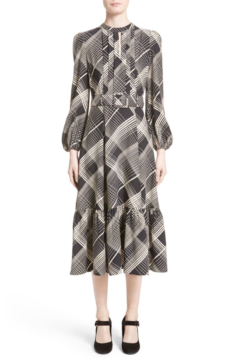 Co Plaid Hammered Silk Midi Dress $995