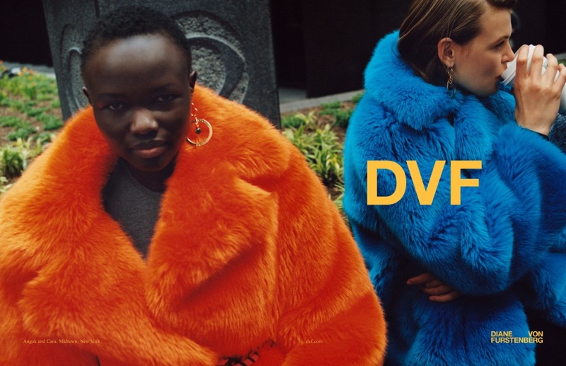 Angok Mayen and Cara Taylor star in Diane von Furstenberg's fall-winter 2017 campaign