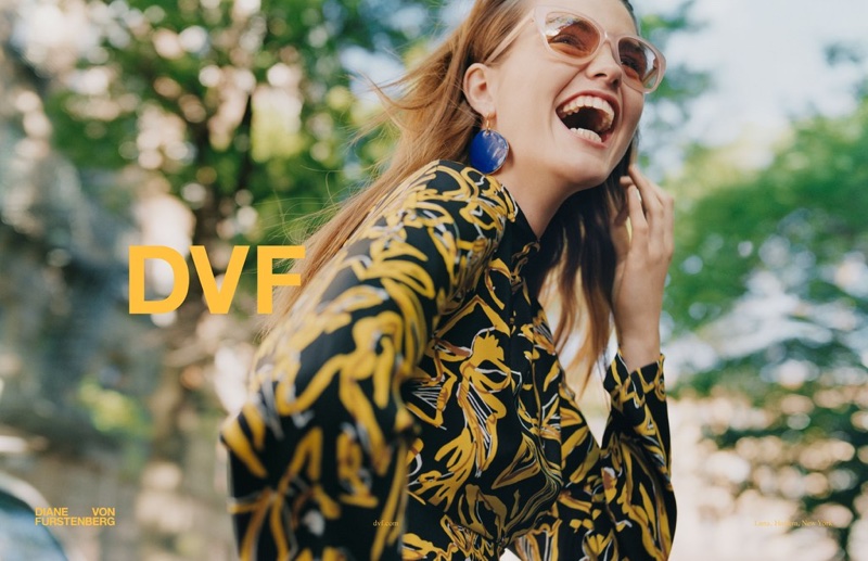 Luna Bijl is all smiles at Diane von Furstenberg's fall-winter 2017 campaign