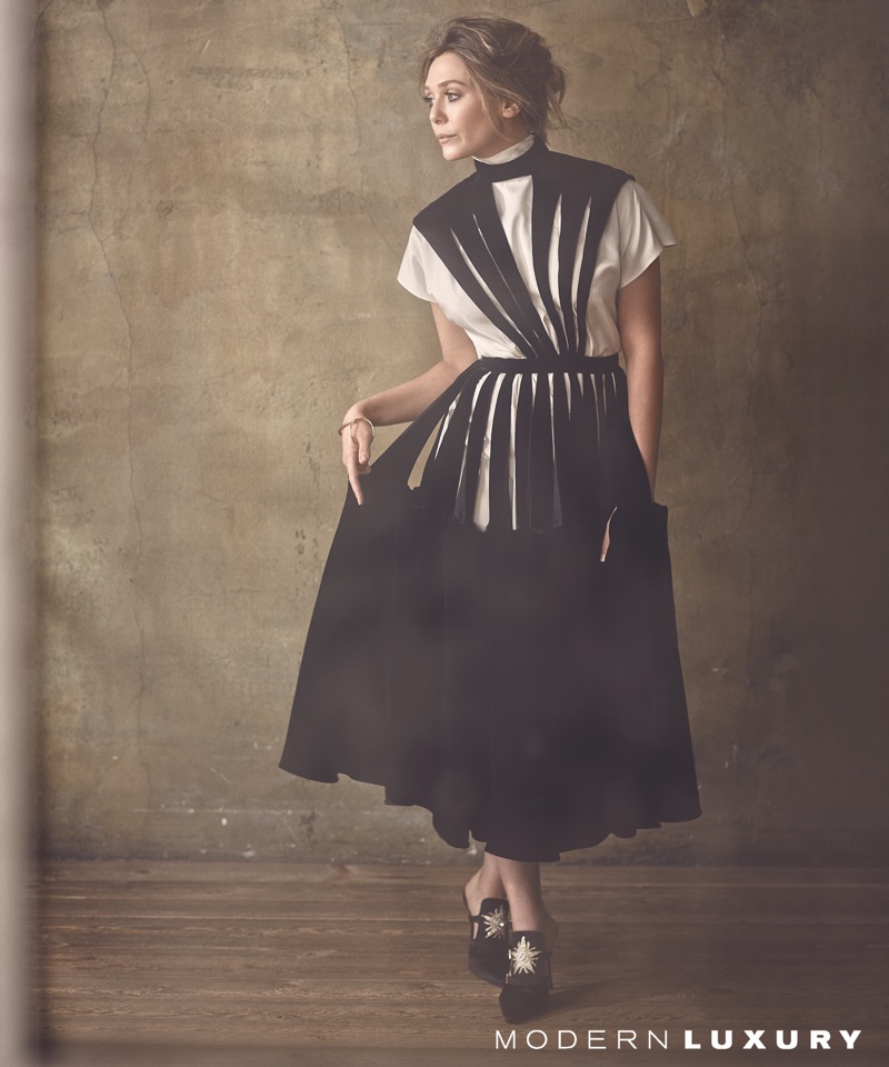 Elizabeth Olsen poses in Modern Luxury