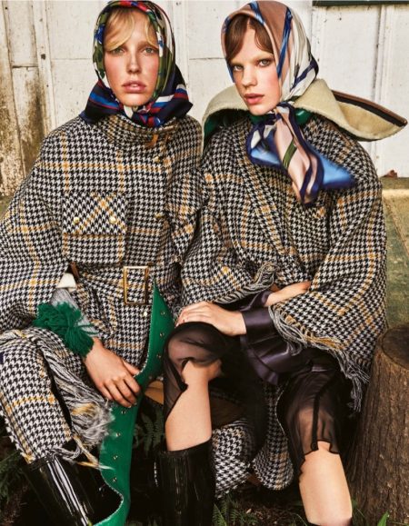 Estella Boersma & Jessie Bloemendaal Model Rustic Fashions for Vogue Japan