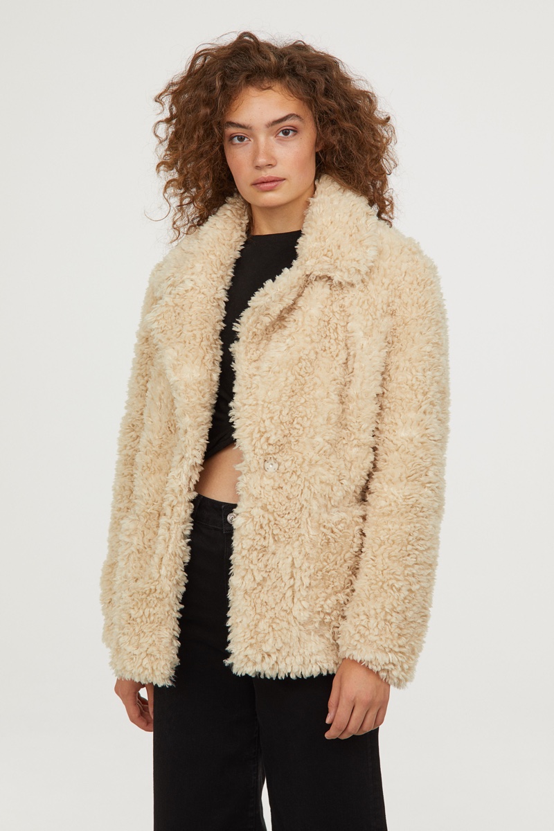 H&M Faux Fur Jacket in Natural White $49.99