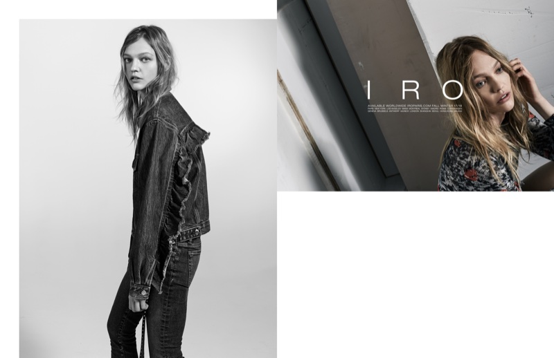 Sasha Pivovarova gets clad in denim for IRO's fall-winter 2017 campaign