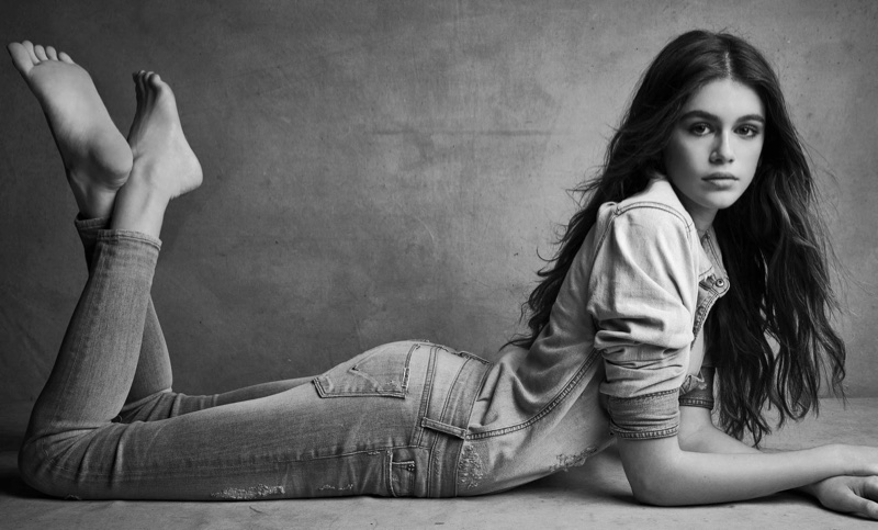 Model Kaia Gerber stars in Hudson Jeans' fall-winter 2017 campaign