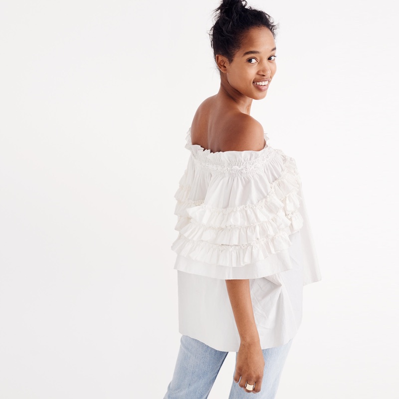 Karen Walker Ruffled Off-the-Shoulder Top $325