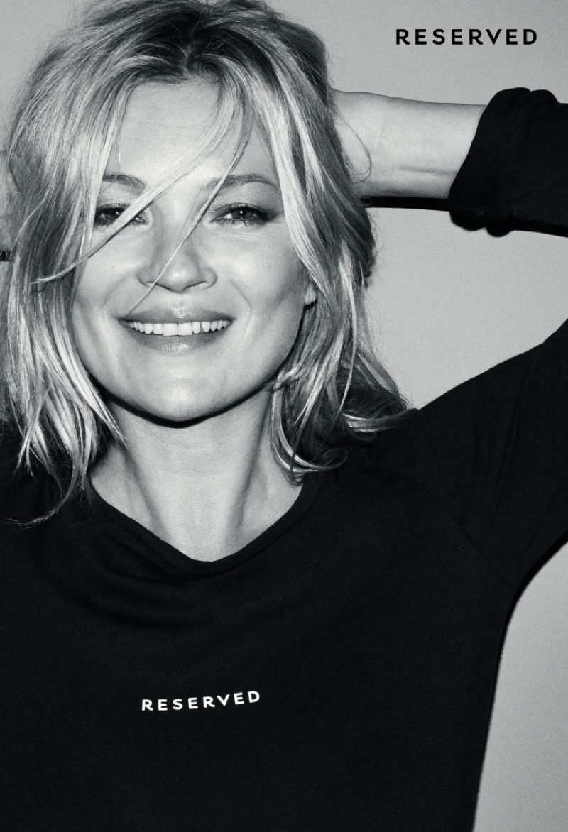 Supermodel Kate Moss flashes a smile in Reserved's fall-winter 2017 campaign