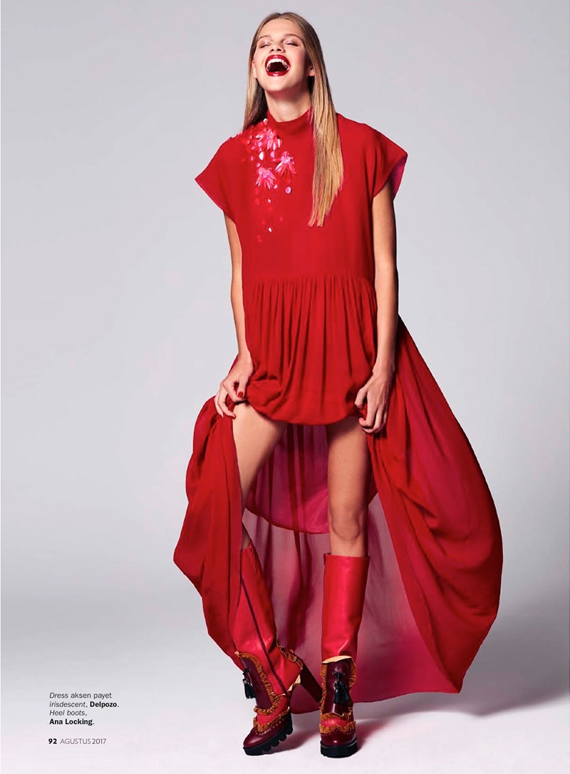 Kim Riekenberg Models Red-Hot Fashions in Marie Claire Indonesia