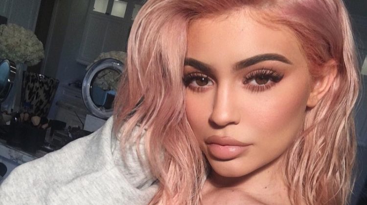 Kylie Jenner with rose gold hair