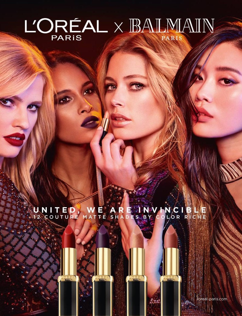 An image from L'Oreal Paris x Balmain lipstick campaign