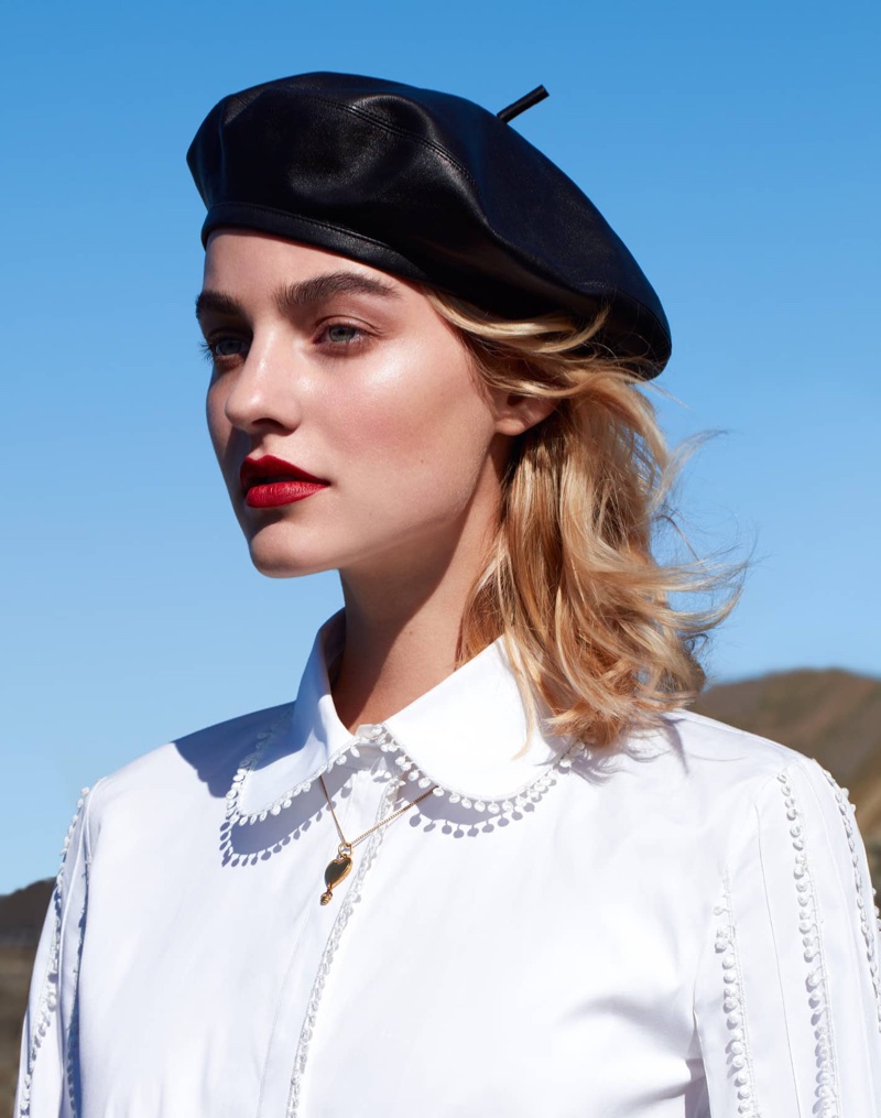 Maartje Verhoef Embraces Red & White Fashions for Harper's Bazaar