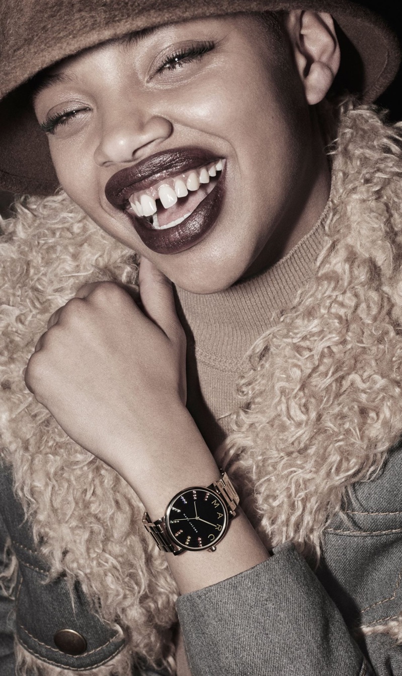 Slick Woods models Roxy Glitz Rainbow watch in Marc Jacobs’ fall-winter 2017 campaign