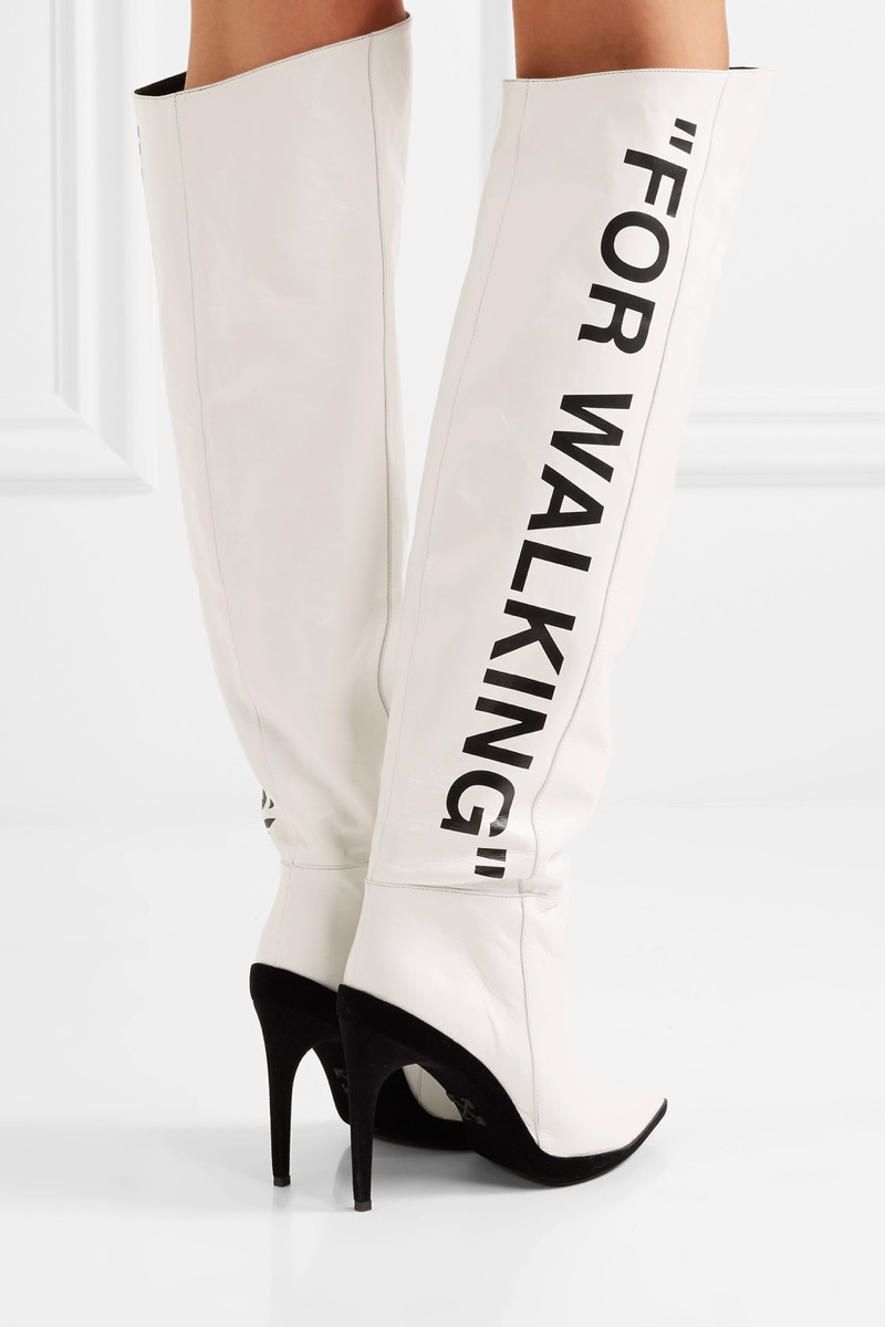 Off-White For Walking Printed Leather Over-the-Knee Boots $2,105