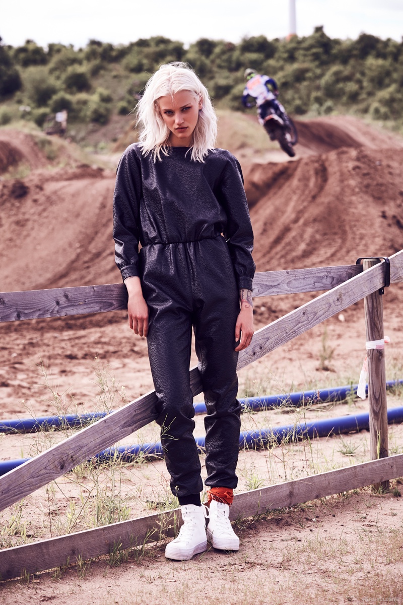 Leather Overalls Rebekka Ruetz, Platform Sneaker Calvin Klein and Bandana stylist's own