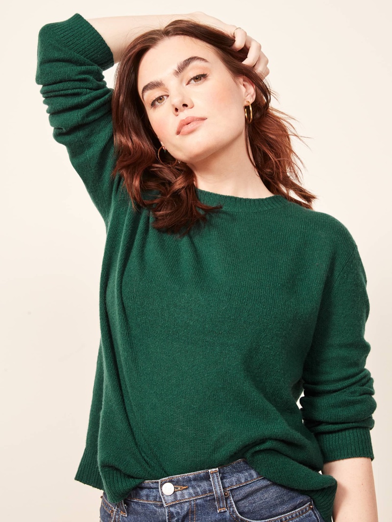 Reformation Cashmere Boxy Sweater in Spruce $148