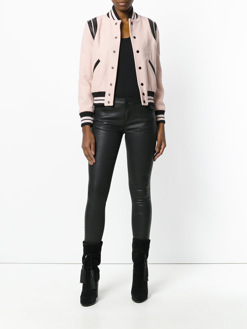 Saint Laurent Classic Teddy Jacket in Pink $2,550