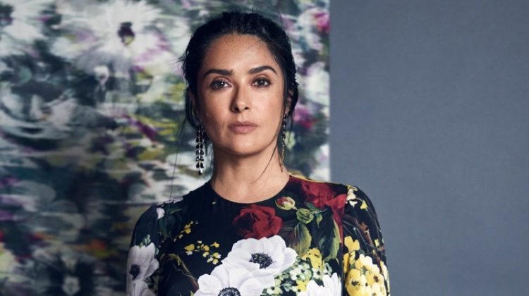 Salma Hayek Poses in Dreamy Florals for The Edit