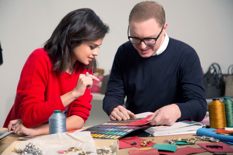 Singer Selena Gomez with Coach creative director Stuart Vevers