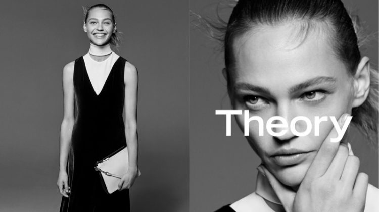 Sasha Pivovarova stars in Theory's fall-winter 2017 campaign