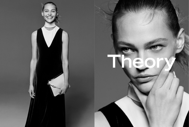 Sasha Pivovarova stars in Theory's fall-winter 2017 campaign