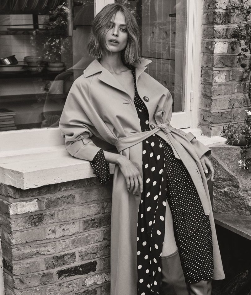 Birgit Kos wears a trench coat in Topshop's fall 2017 campaign