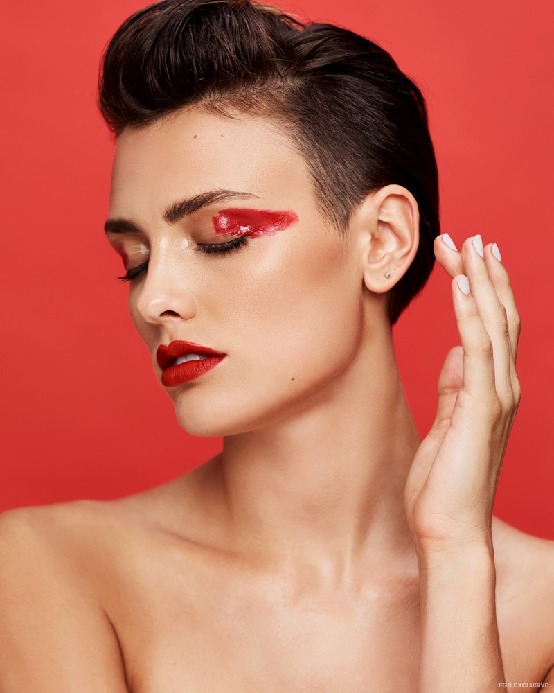 Christopher Shintani captures a graphic, red eyeliner look