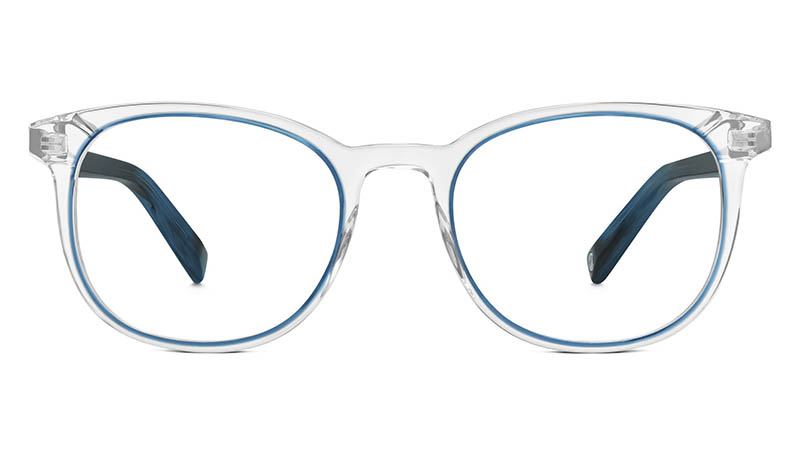 Warby Parker Durand Glasses in Crystal and Blue Jay $145