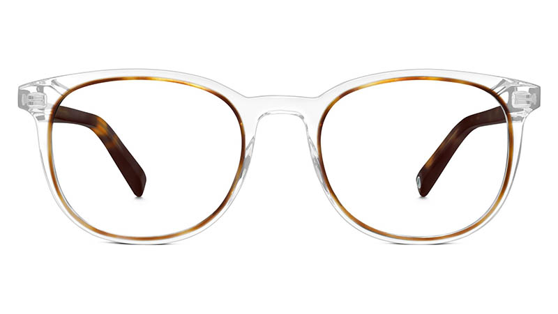 Warby Parker Durand Glasses in Crystal and Oak Barrel $145