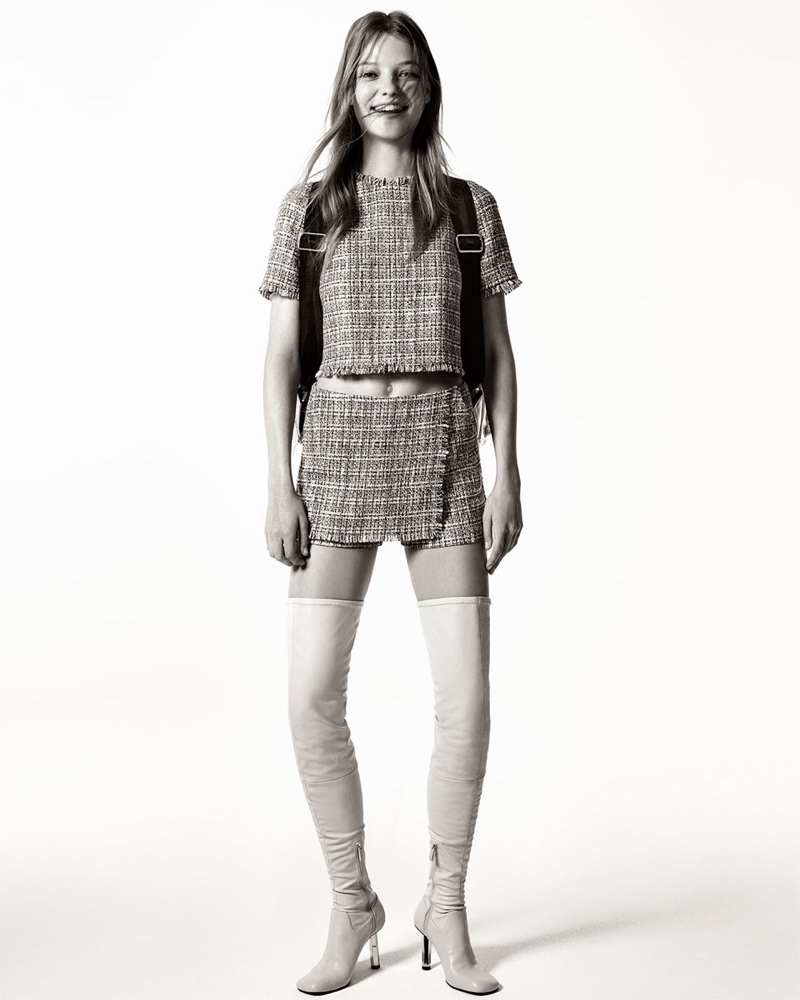 Zara frayed tweed top and tweed skort