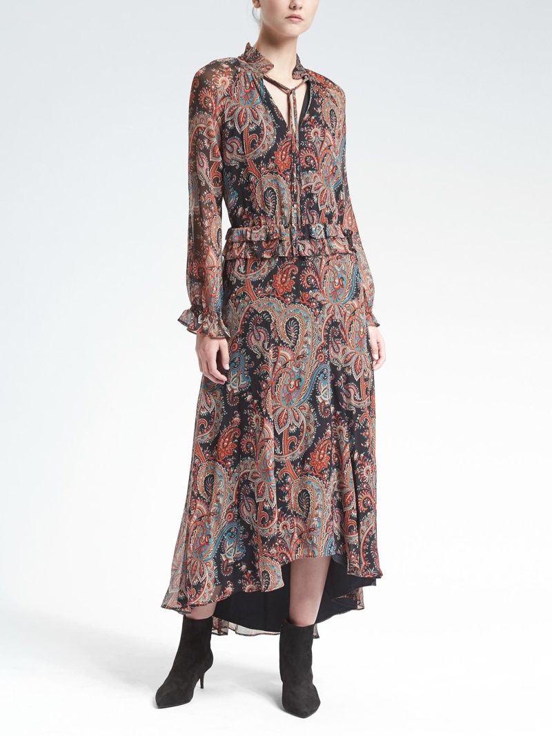 Banana Republic x Olivia Palermo Paisley Tie-Neck Dress $248