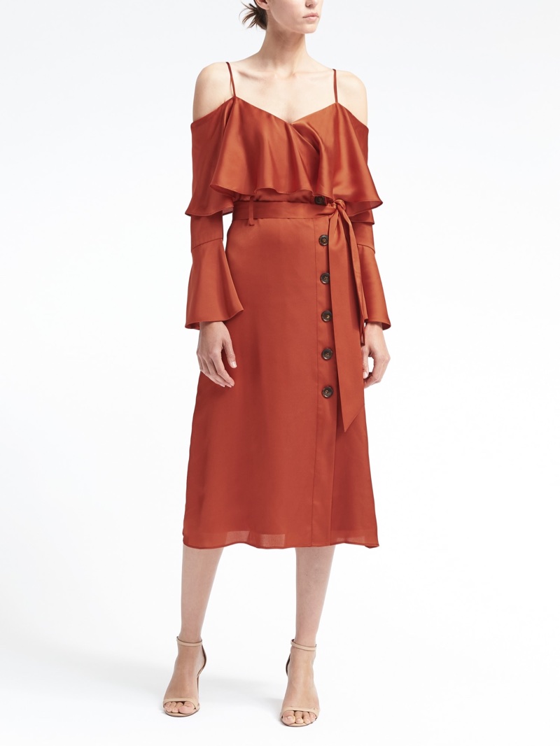 Banana Republic x Olivia Palermo Ruffled Off-the-Shoulder Dress $148