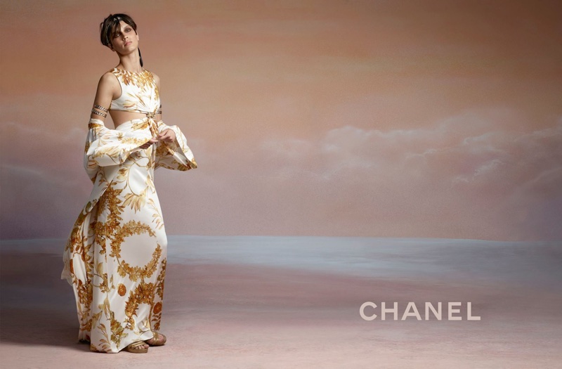 Marine Vacth wears romantic draping in Chanel's cruise 2018 campaign