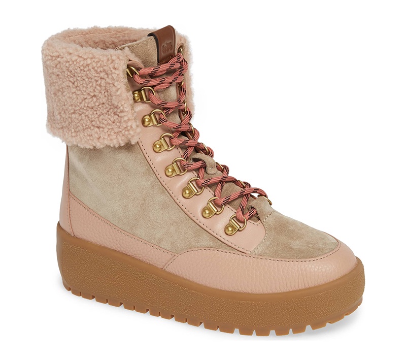 Coach Tyler Genuine Shearling Trim Weatherproof Bootie in Oat/Blush $324.95