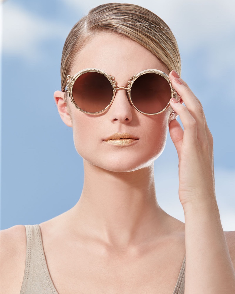 Dolce & Gabbana Round Metal Adorned Sunglasses