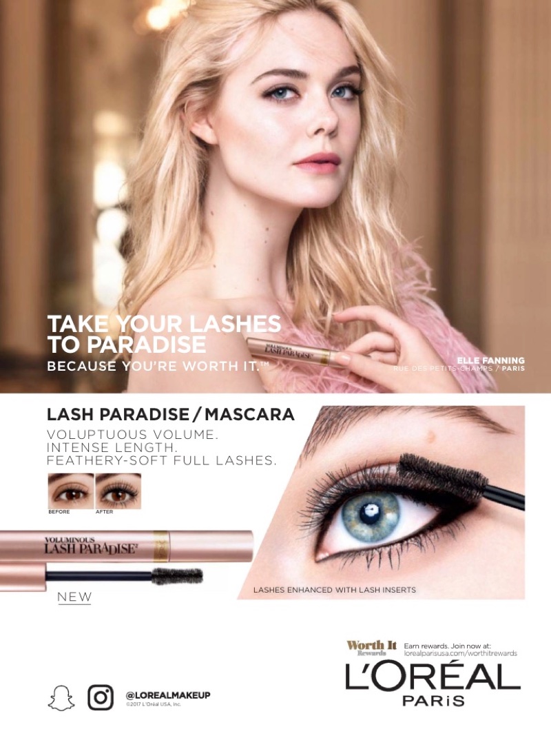 Elle Fanning stars in L'Oreal Paris Lash Paradise / Mascara campaign