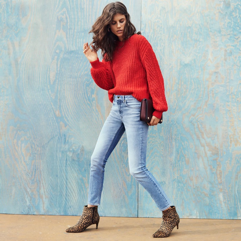 H&M Loose-Knit Sweater, Skinny High Ankle Jeans and Bag